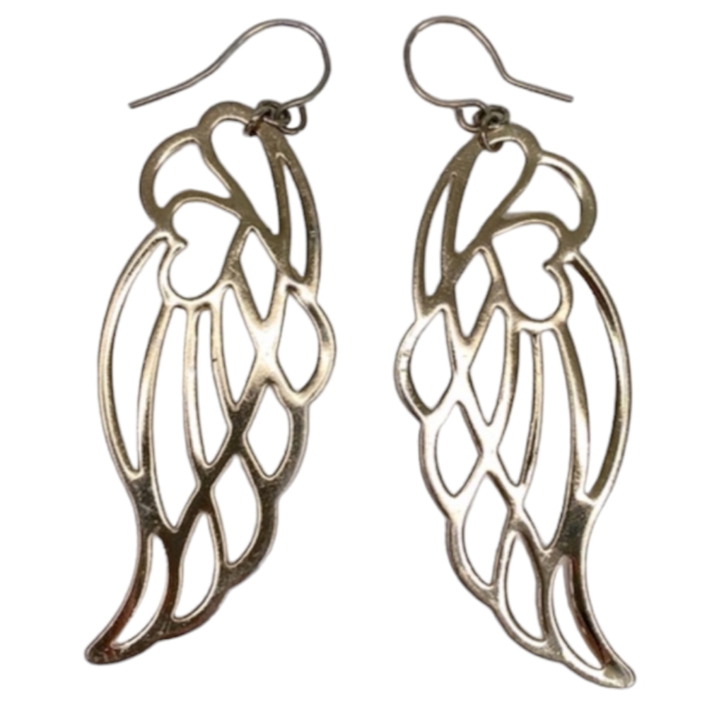 Gold Wing & Heart Earrings